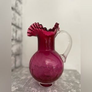 Vintage Glassware Cottagecore Grandmacore Functional Glass Serving Pitcher